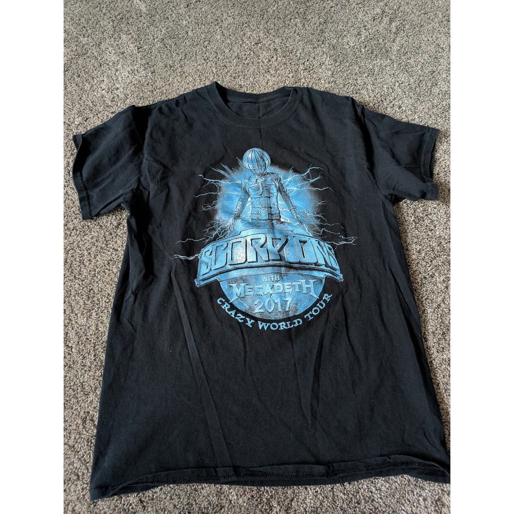 Scorpions‎ Megadeth Crazy World Tour 2017 Black Graphic T-Shirt Mens Medium